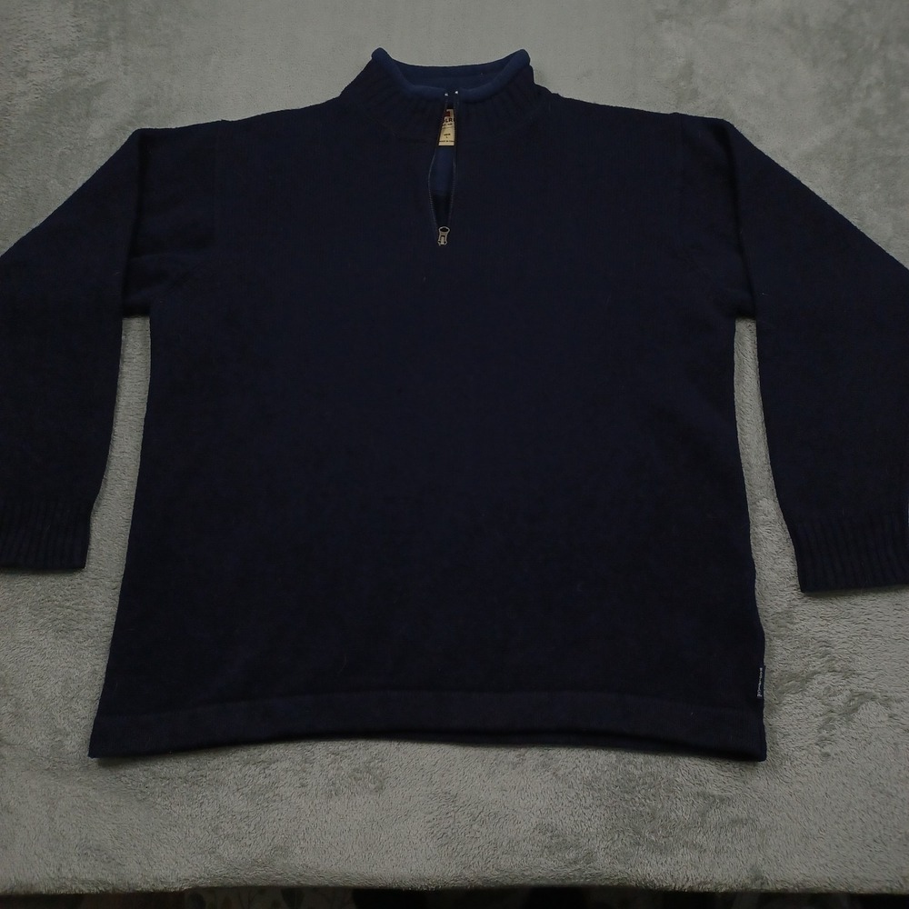 Woolrich Sweater Mens Large Blue 1/4 Zip Pullover Wool Outdoor Casual